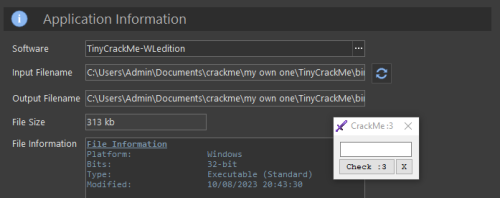 More information about "TinyCrackMe - WinLicense 3.1.7.0 Edition"